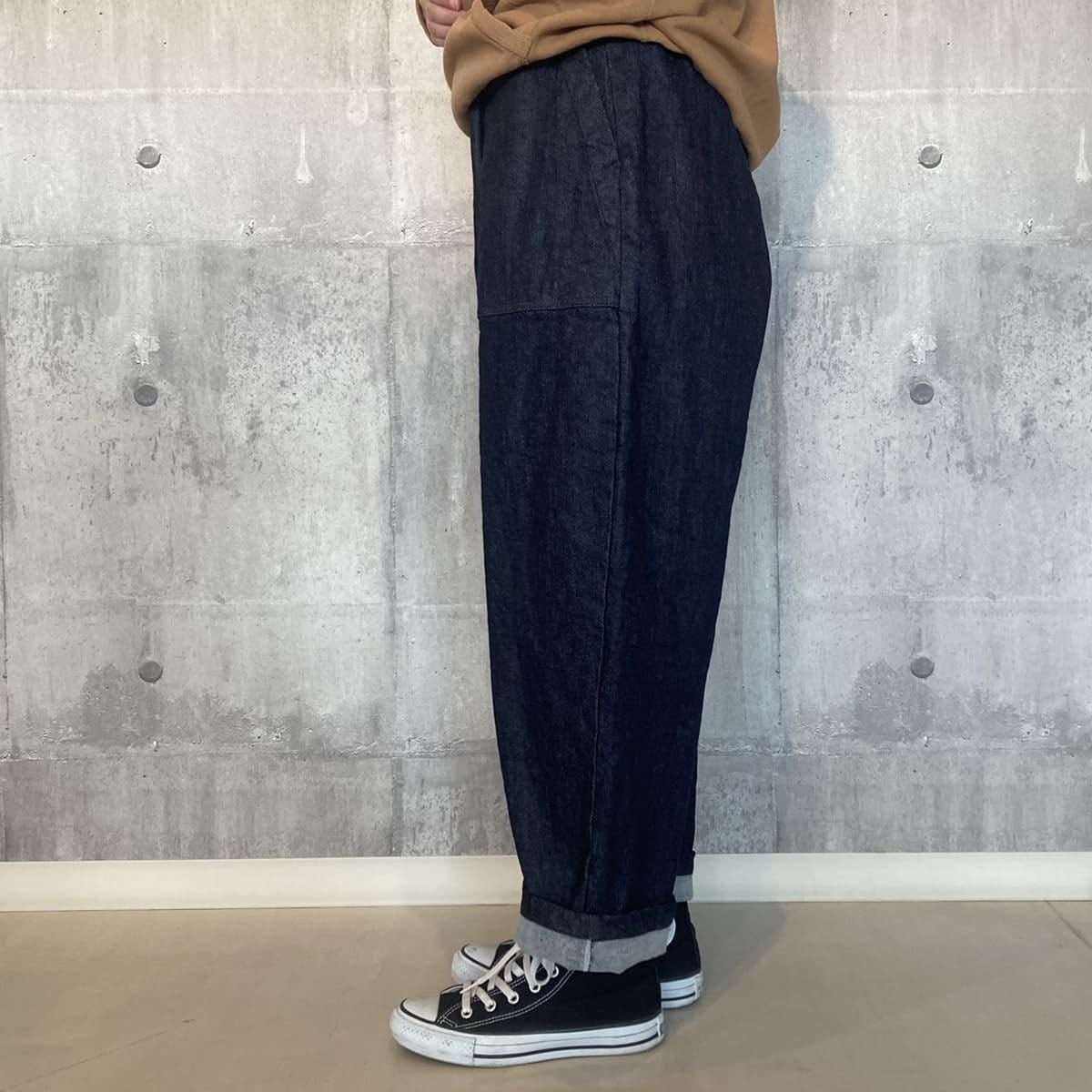NARU 12.５オンスストレッチデニム裏起毛パンツ BOTTOMS,パンツ | 6668251 エッグパンツ ムラデニム裏起毛 NARU(ナル) パンツ