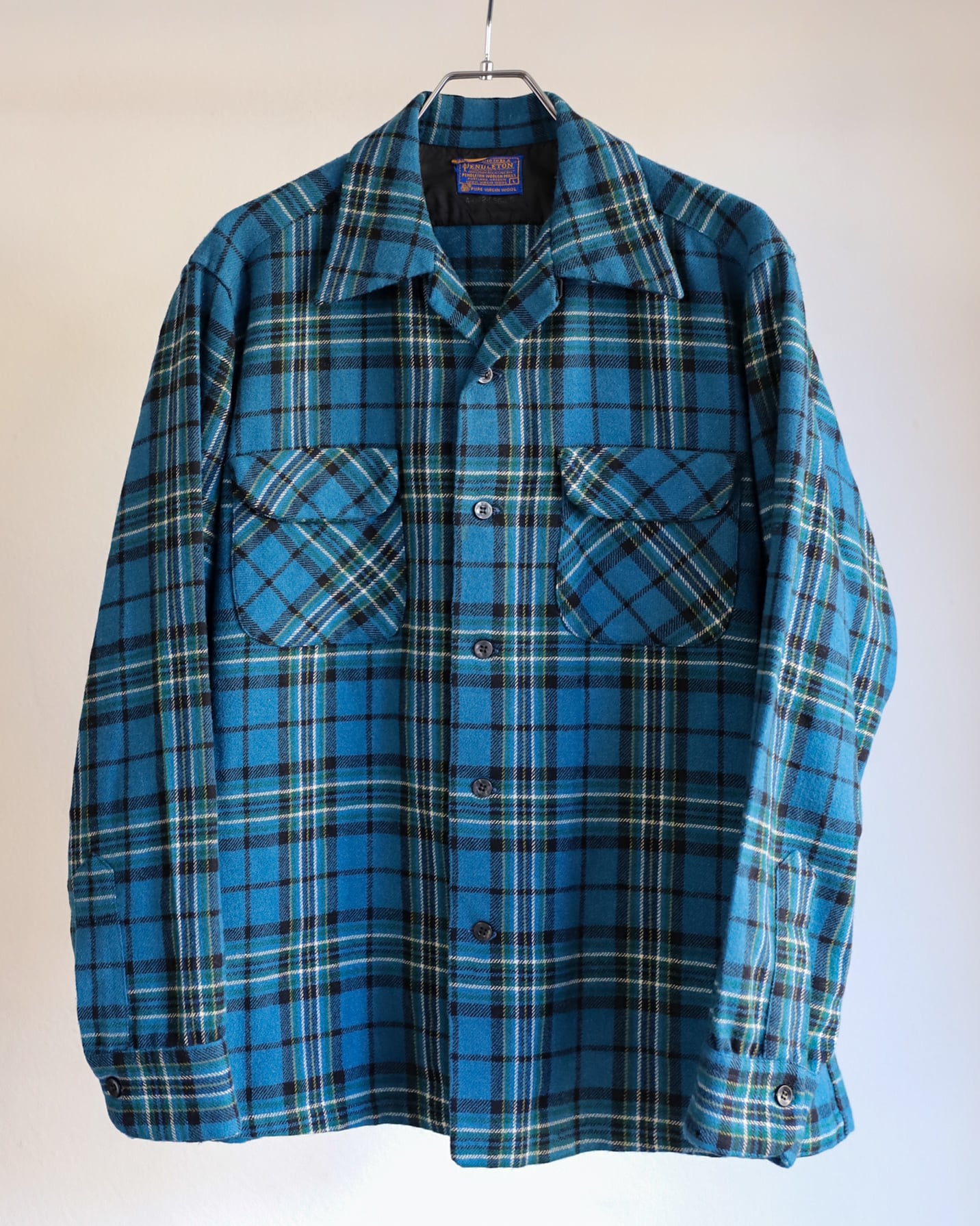 未使用】60s PENDLETON ombre check wool shirts made in USA dead
