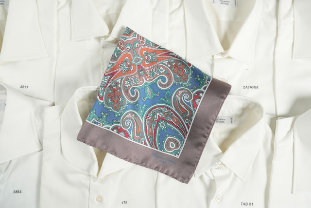 Silk Pocket square  CocoaBrown&Navy C5900-24 C5901-24