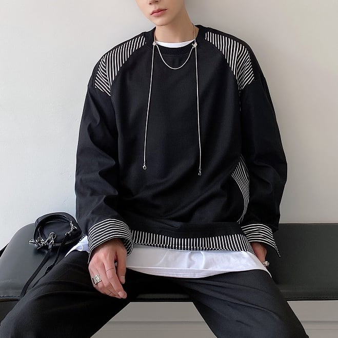 ストライプ切替オーバーサイズプルオーバー 1color MTO0378