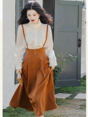 【0216】High Neck Elegant Modern Long Sleeve 2 Piece Set