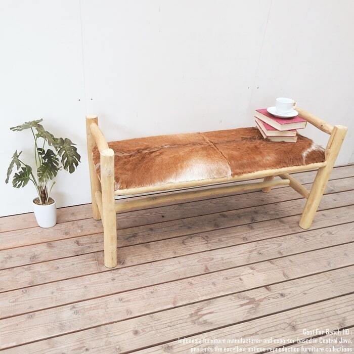 山羊毛皮 ベンチ 110cm ハラコ チェア 毛皮 天然素材 玄関 椅子