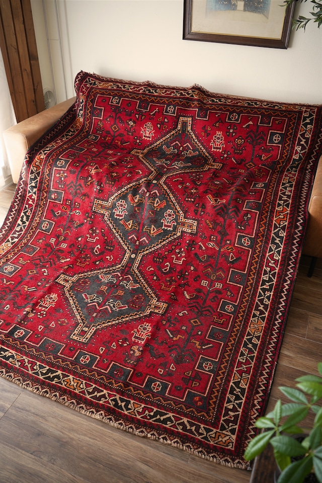 〈在庫あり〉【585】Vintage Persian Shiraz Qashqai rug 1970's