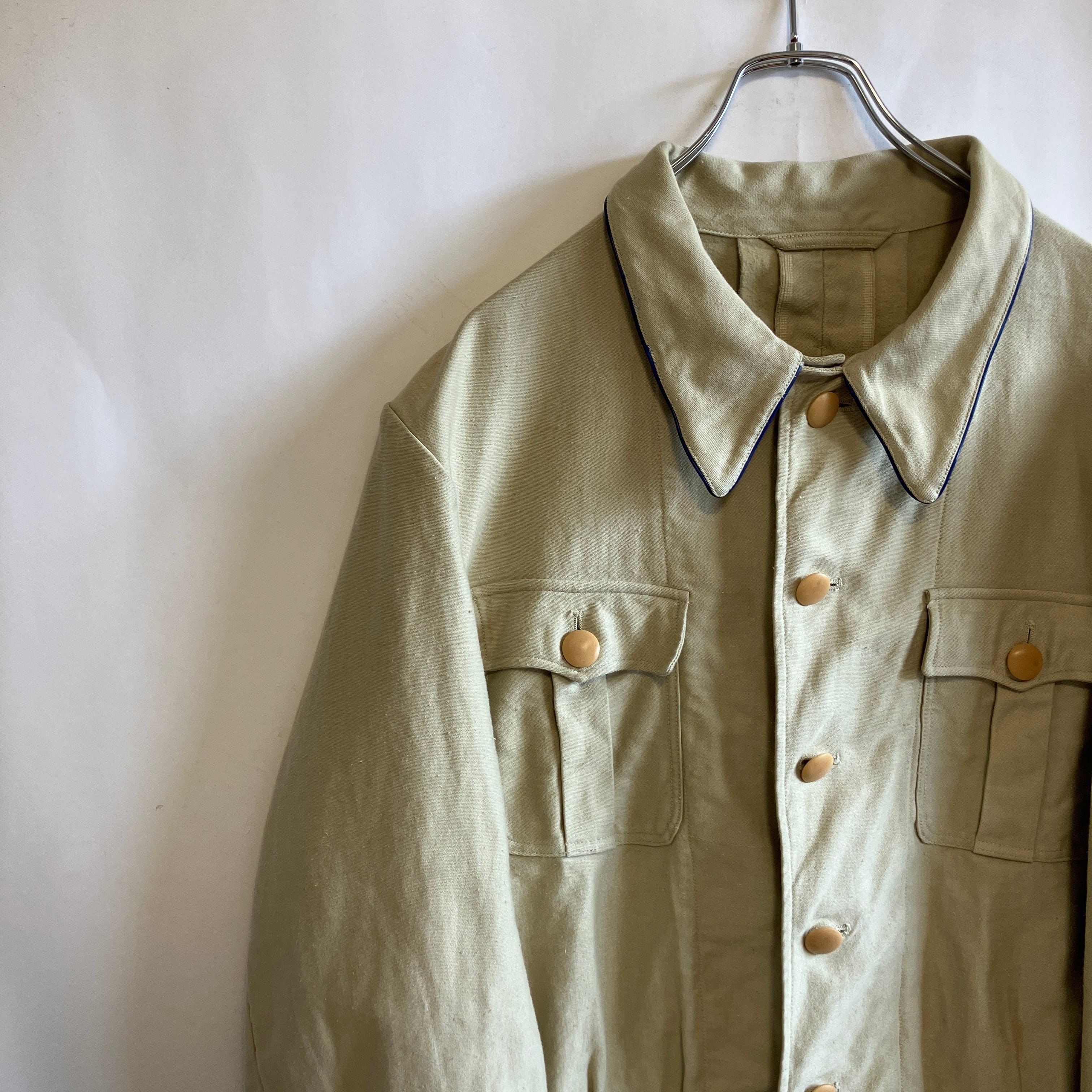 euro vintage cotton linen jacket アイボリー