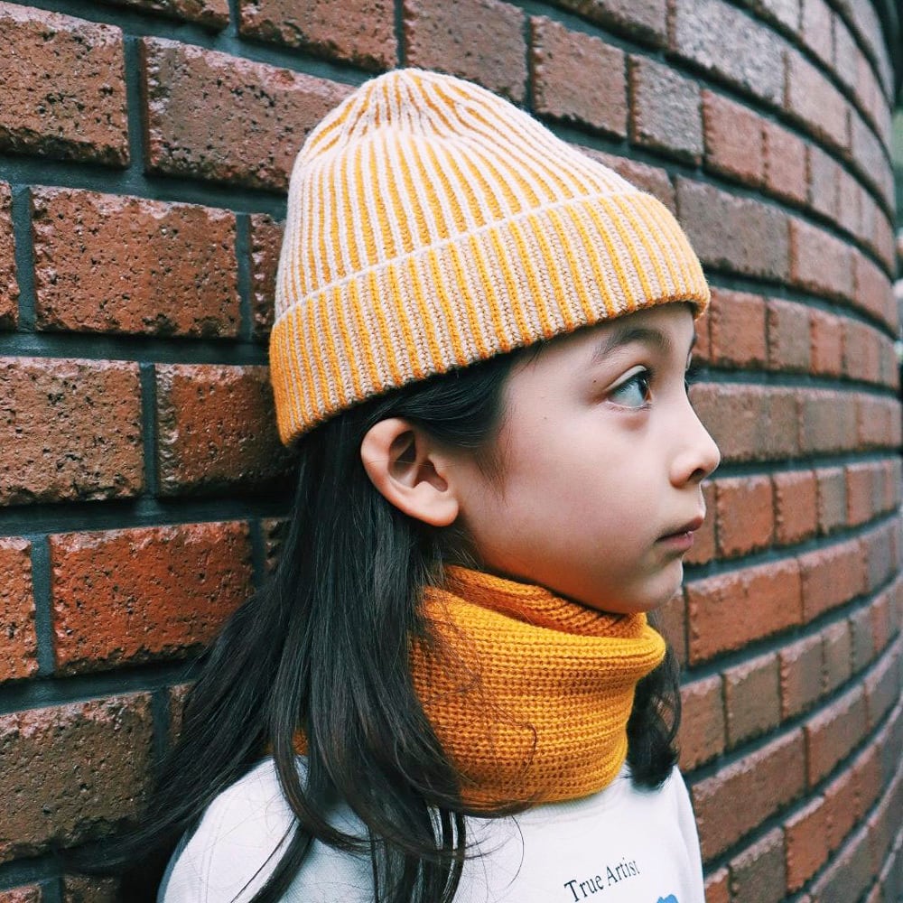 ニットキャップ【ストライプイエロー】52cm ブランド 子供 帽子 男の子