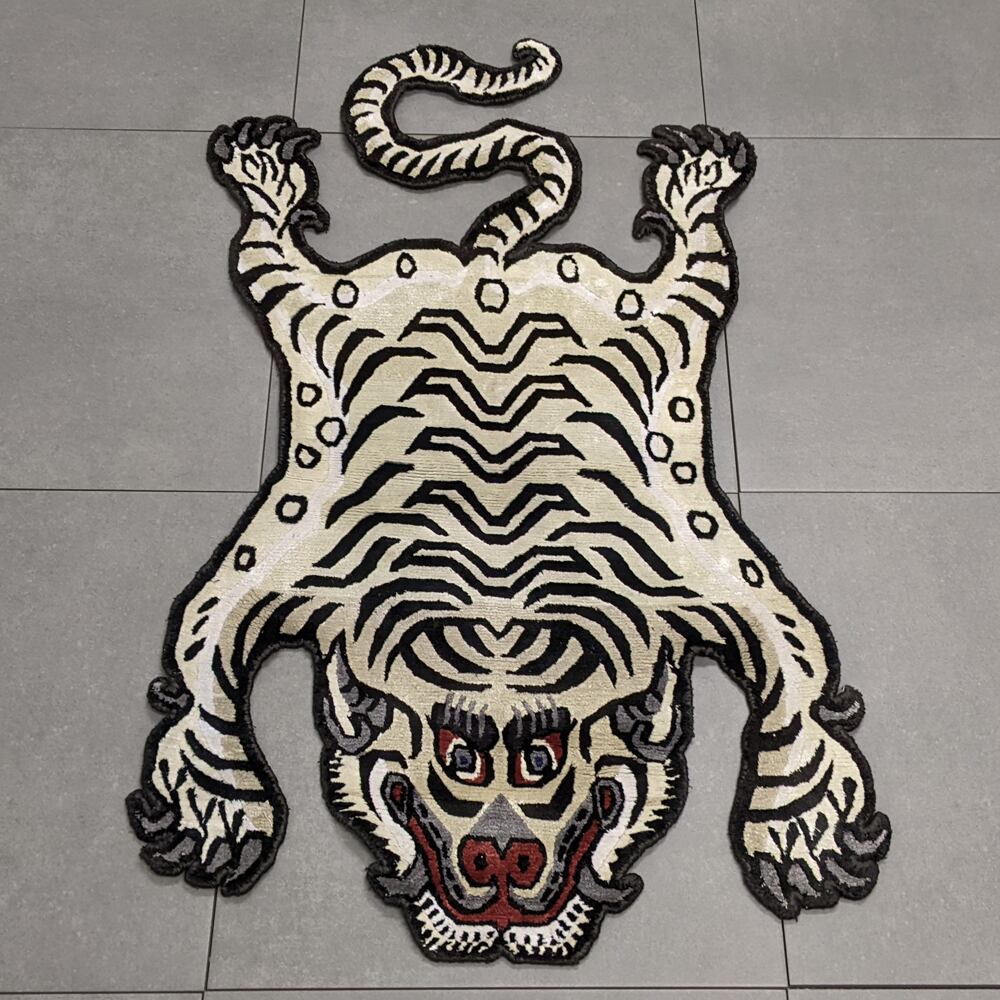 Tibetan Tiger Rug (Sサイズ シルク ナチュラルサンド 051) チベタン
