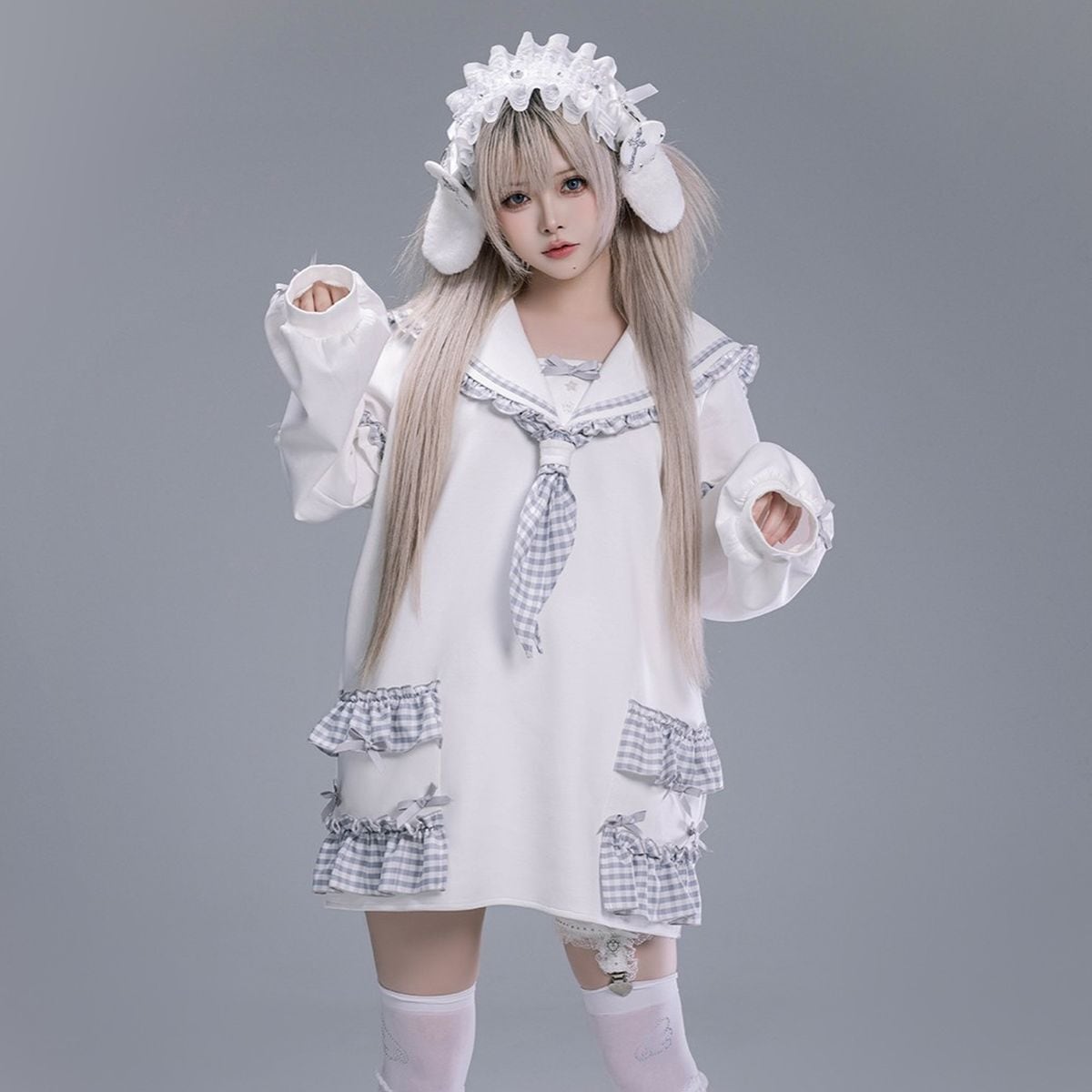 天使界隈セーラー襟オーバーサイズジャージトップス | Maiden's Rêve