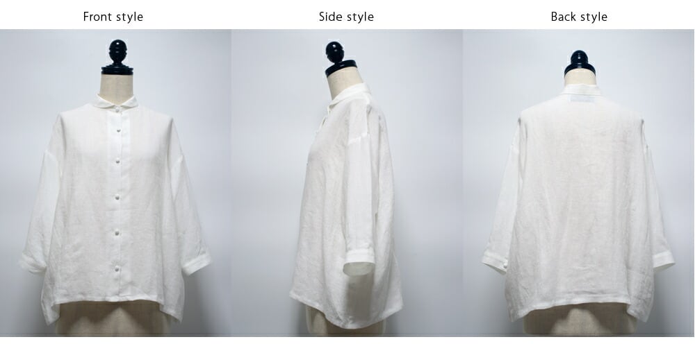 美品ジャーナルスタンダードラックス長袖丸襟ワイドシャツくるみ