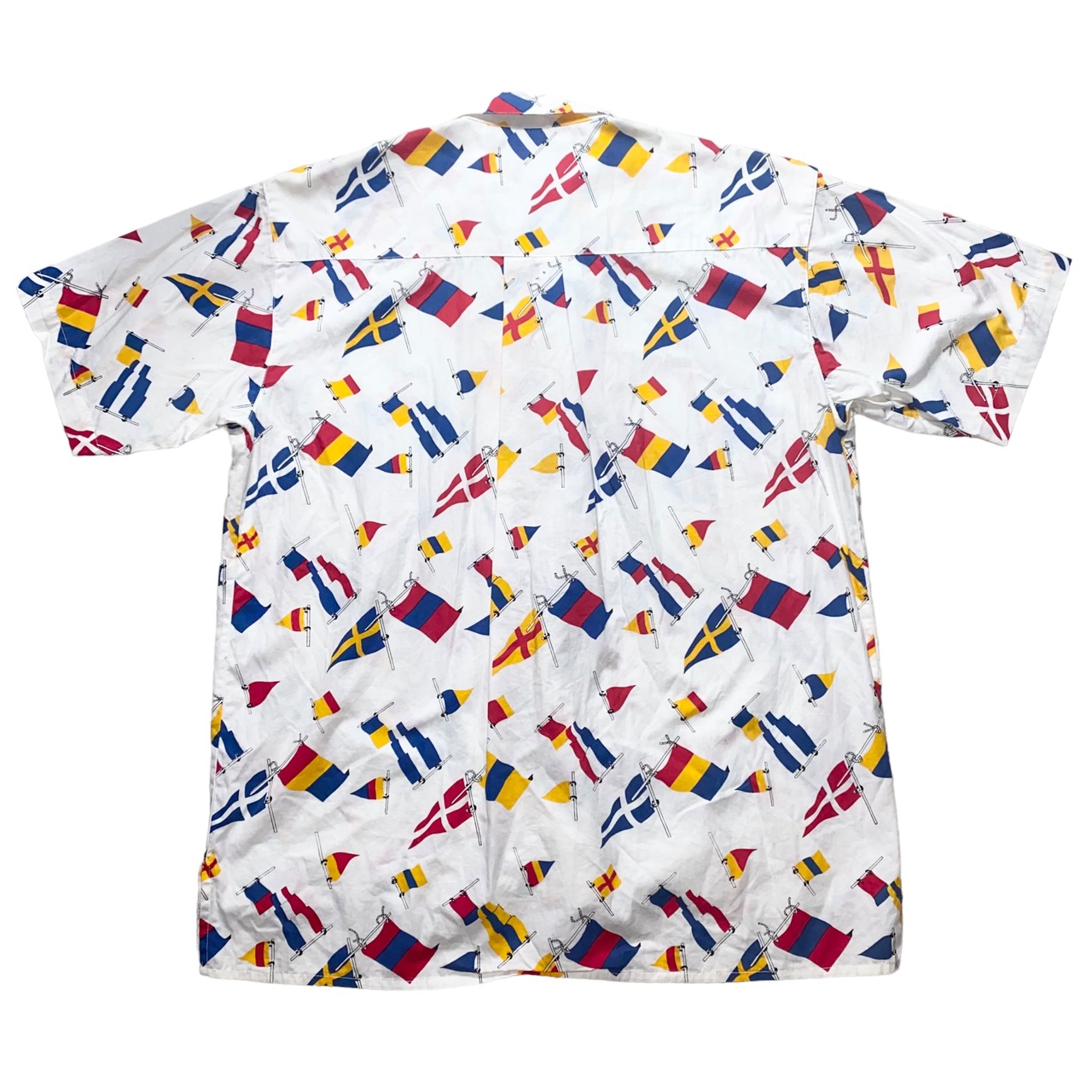 Pennant print open collar cotton shirt