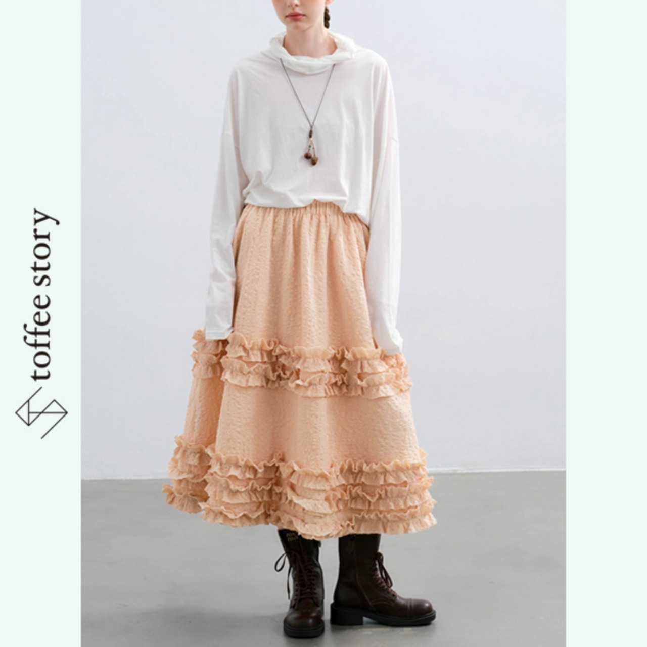 【2color】質感と陰影をまとうフリルスカート 《P0253》