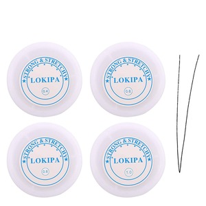 【特価処分】ブレスレット用 シリコンゴム 0.4mm/0.6mm/0.8mm/1mmサイズ 通しワイヤー 4本 5点セット