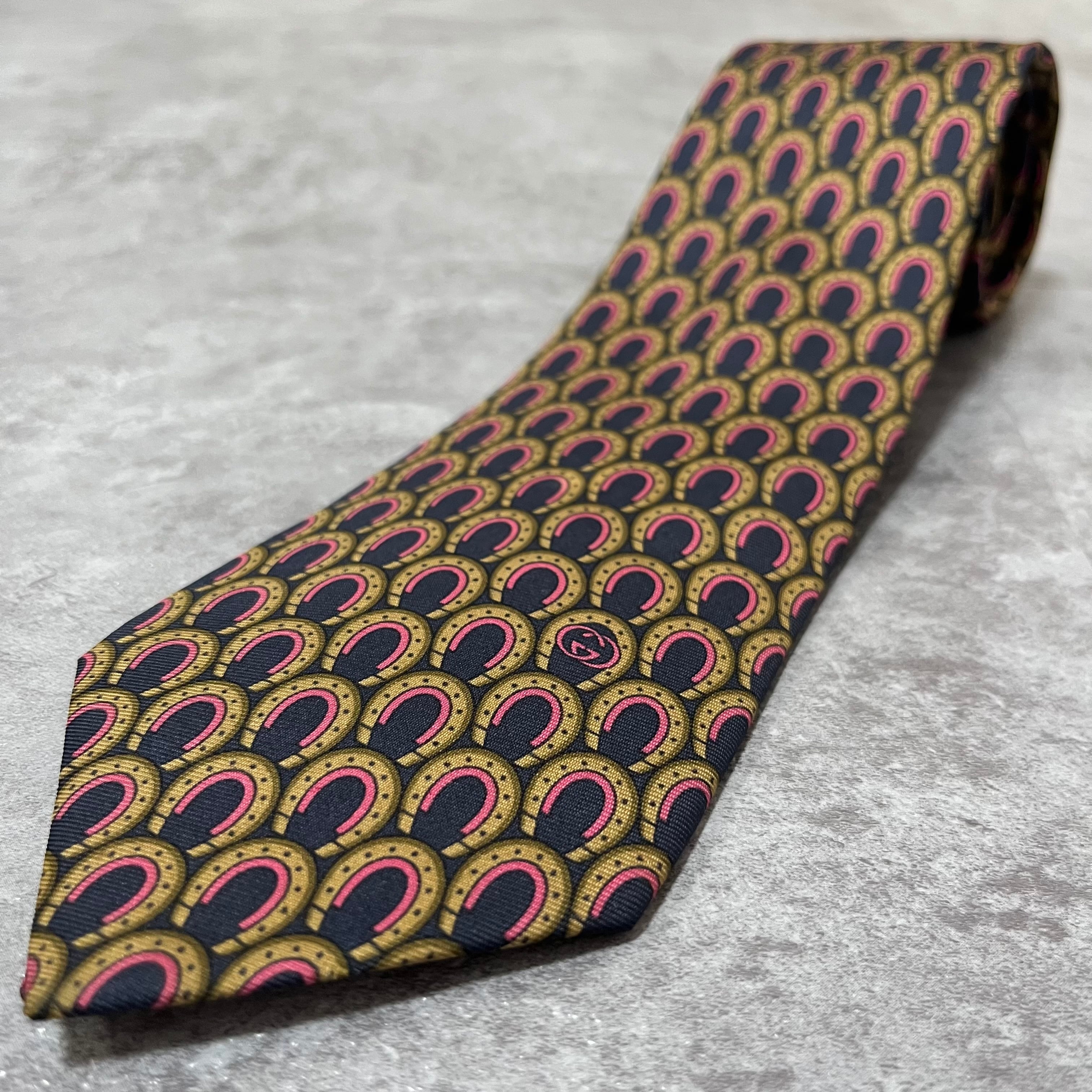 GUCCI】馬蹄柄ネクタイ ネイビー オールドグッチ | 古着屋lunicネクタイ店