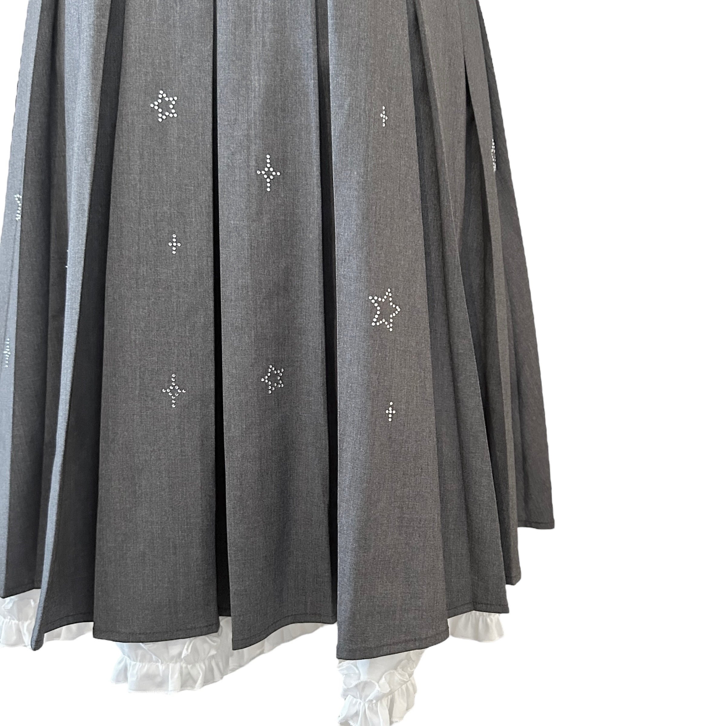フリルレイヤードグリッタースカート　GRAY