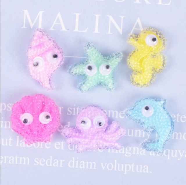 50個 ビーズ細工風デコパーツ 海の生き物 A268