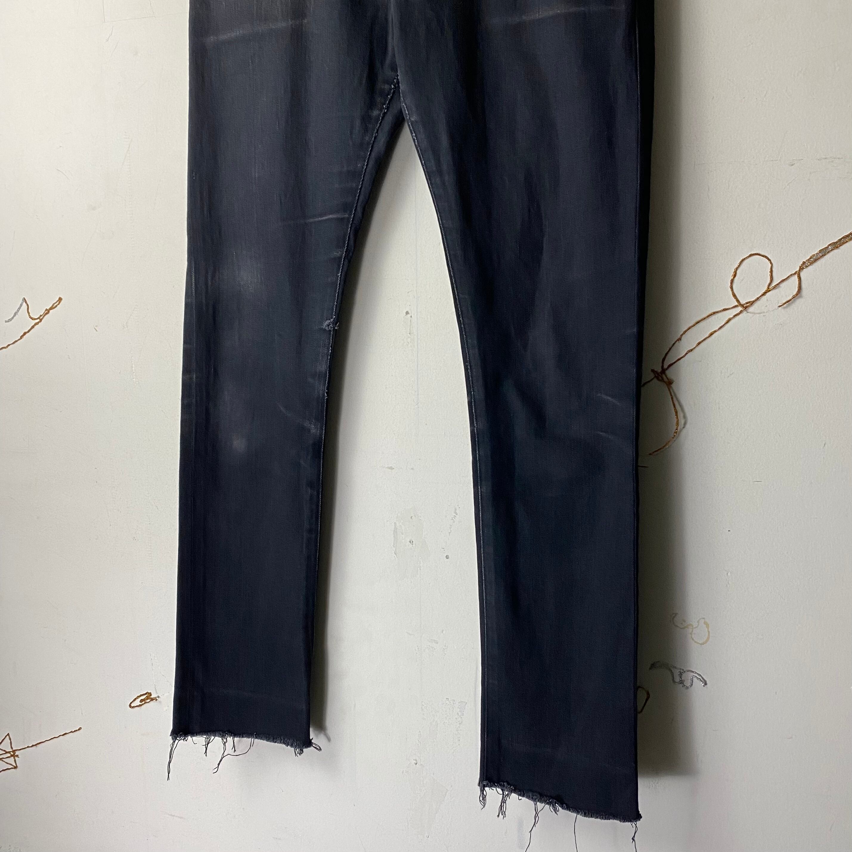 SAINT LAURENT PARIS black denim skinny pants designed by Hedi 