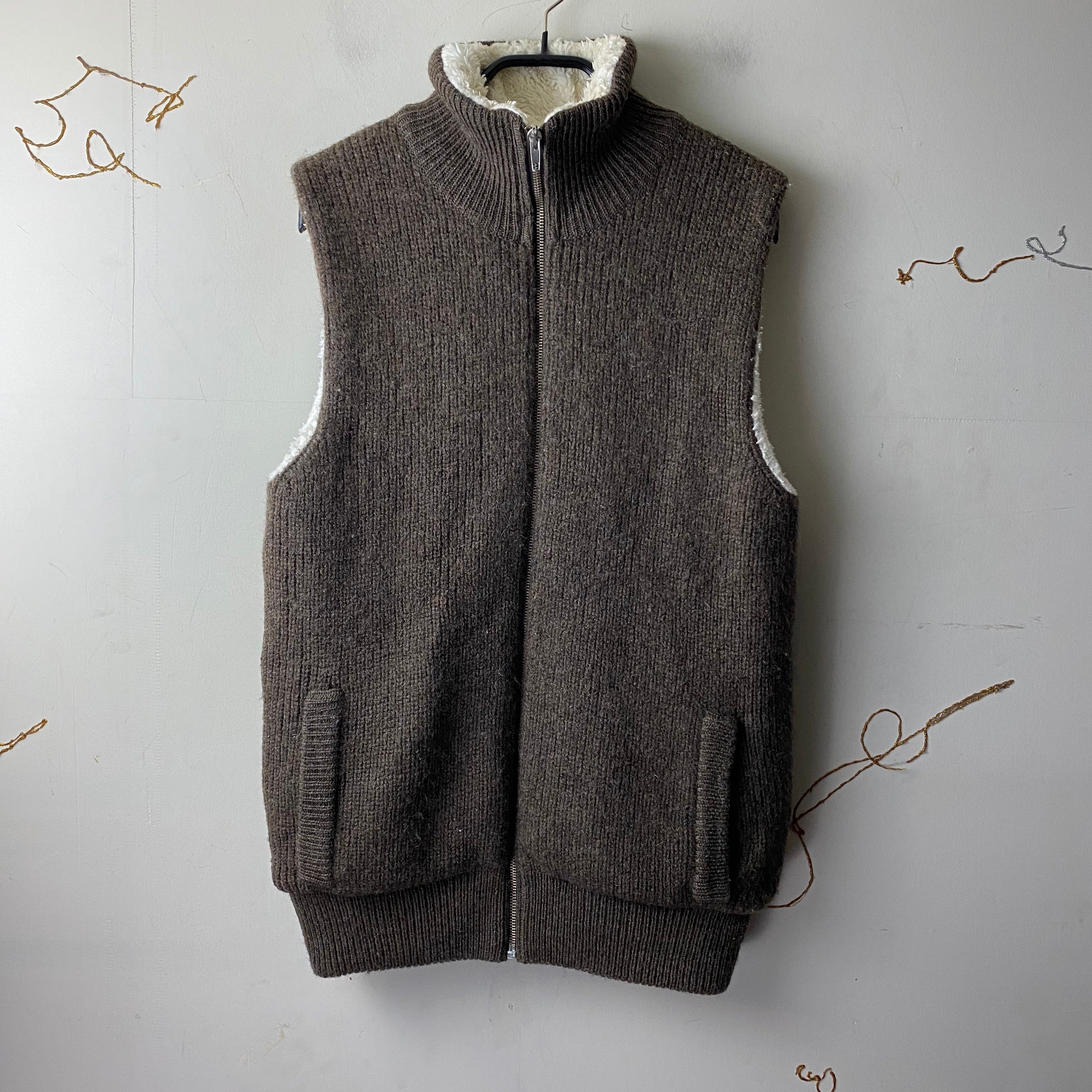 2004AW MAISON MARTIN MARGIELA boa lining drivers knit vest | NOIR 