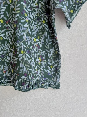 【夏快適】オーガニックコットン半袖プルオーバーブラウス　OLIVE