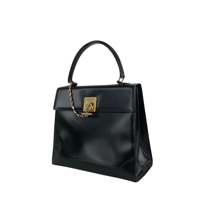 CELINE セリーヌ ハンドバッグ ブラック ガンチーニ マンテル レザー vintage ヴィンテージ オールド gpjwxc