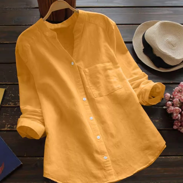 レディース トップス シャツ ブラウス 長袖 Vネック 襟なし ノーカラー ポケット ボタン 薄手 リネン かわいい 大人可愛い きれいめ シンプル カジュアル 上品 おしゃれ かっこいい レトロ こなれ感 ラフ ガーリー ルーズ 個性的 クール モード系 エレガント 主役級 存在感 とろみ感 抜け感 キュート 都会的 ベーシック アクティブ ナチュラル 無地 春 お出かけ リゾート 公園 休日 バカンス ショッピング お花見 カフェ コーデ 楽ちん 体型カバー 普段使い S M L XL 2XL ゆる