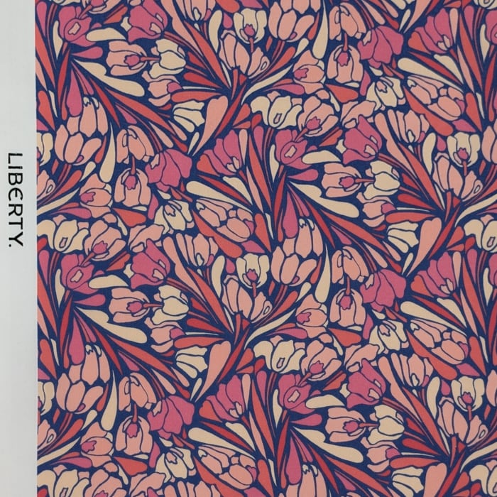 (生地幅×50㎝/テープ跡あり)説明欄確認要◆輸入 リバティ LIBERTY タナローン Michel ミシェル レッド 約130×50cm