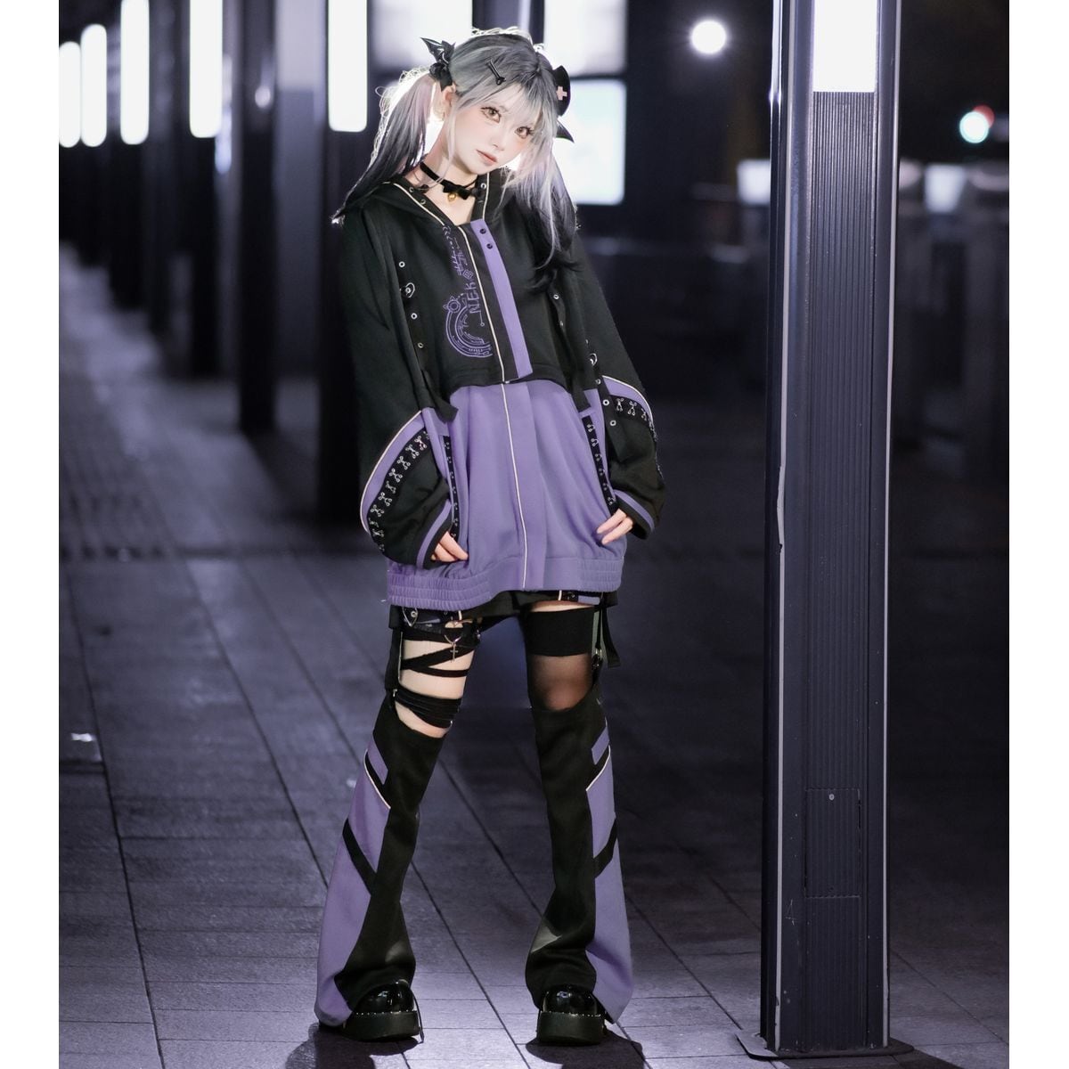 電脳少女サイバーパンク猫耳サイバージャージセット：フルセット