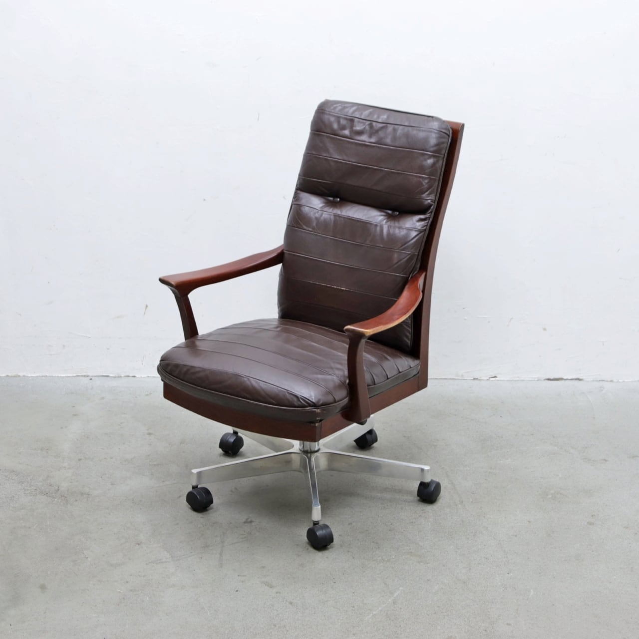 maruni マルニ木工 ヴィンテージ 本革 キャスターチェア デスクチェア レザー 書斎 学習椅子 PJT28237