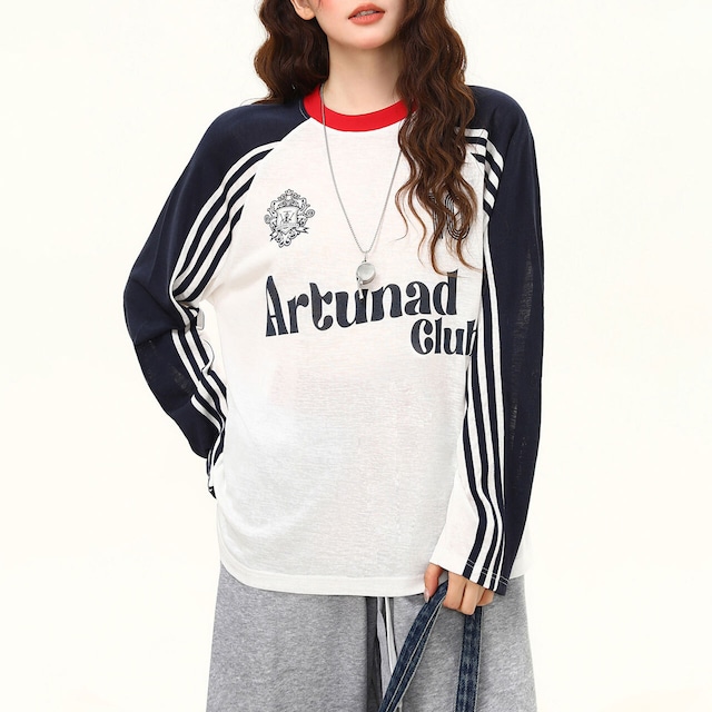 ラグランサイドラインストリートロングスリーブTシャツ 1col R02440