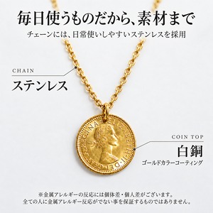 6ペンスコインネックレス ゴールド