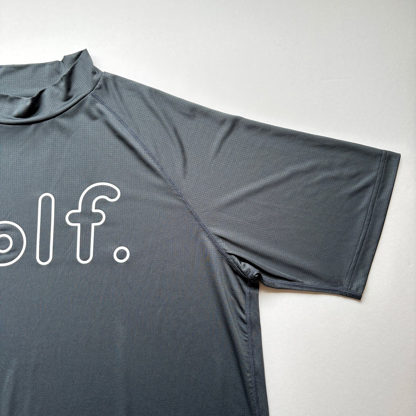 SUPER LIGHT LOGO PRINT MOCK NECK SHIRT -CHARCOAL- | 8G SHOOT WEBSTORE
