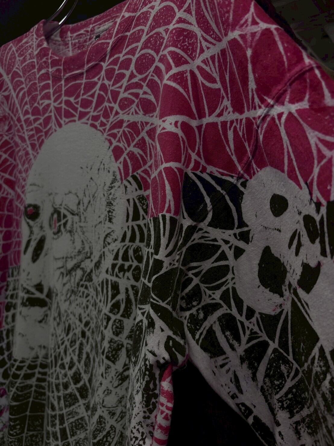 90s MORBID RAGS all over skull&spriderweb print Tshirt/モービッド