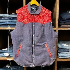 1970'S OLD DENIM×BANDANA WESTERN DOWN VEST