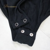 社交ダンス 衣装 レオタード チャコット Chacott ブラック系 花柄 トップス 黒 長袖 レッスン 練習 ストレッチ シンプル 日本製 橙 黄 赤 ワンポイント 上品 かわいい オレンジ系 イエロー系 レッド系