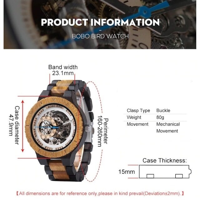 Wooden mechanical watch - Skeleton【BJ0018】 | BOBO BIRD JAPAN's