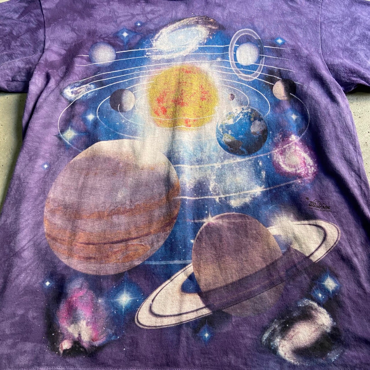 THE MOUNTAIN タイダイ プリントTシャツ 宇宙柄 メンズL 古着 紫 