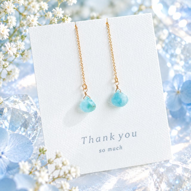 ☆希少高品質ドミニク共和国ラリマーファセットハート Larimar AAA☆14kgf☆アメリカンピアス