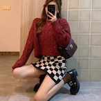 Red Retro Twist-Knit Sweater