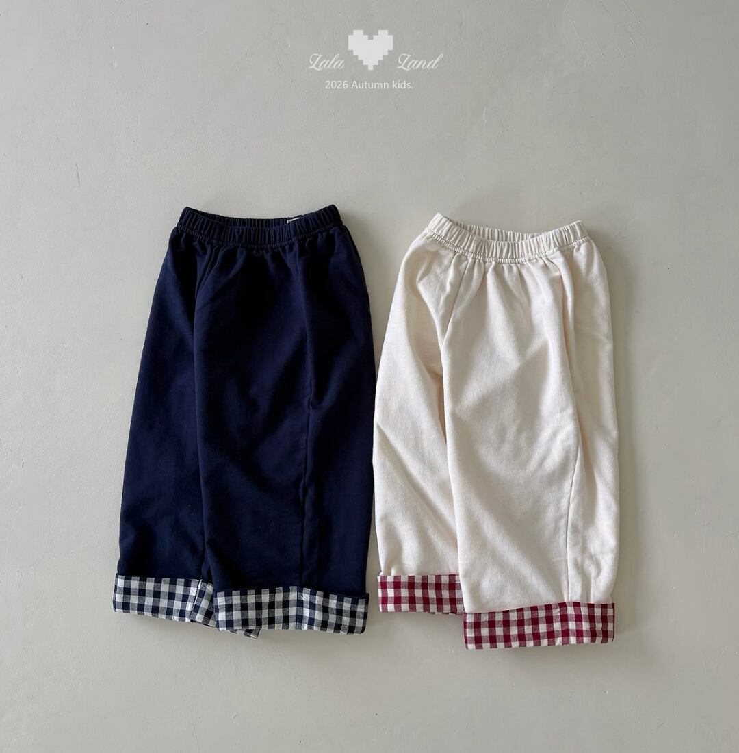 送料無料【予約】/ kidsチェック配色パンツ /lalaland