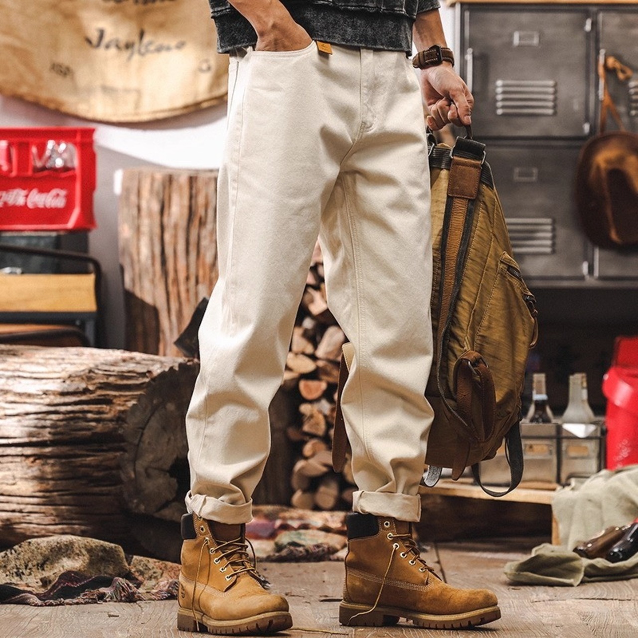 Vintage Processed Damaged Denim Pants Straight Regular Fit Mid Rise ◇2color H0783