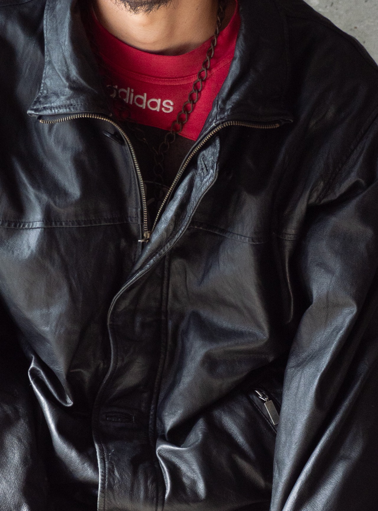 "LIVELO ATTITUDE" 1990s Leather zip jacket