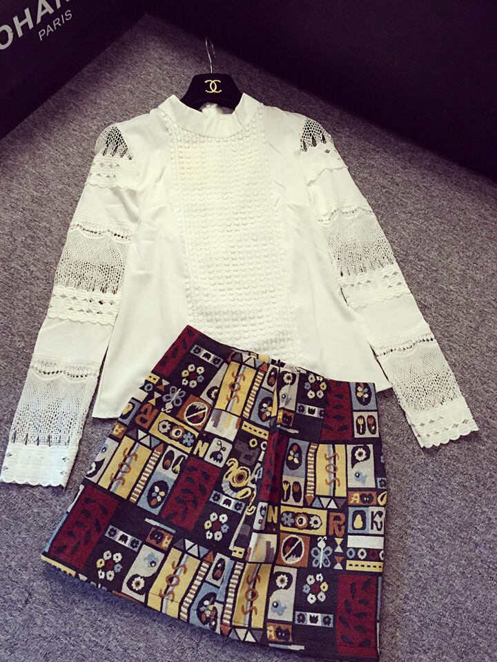 #1249秋新作2枚セット★シャッツ&スカート★ファッション