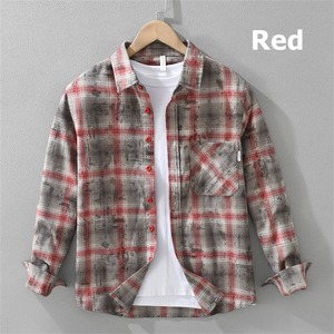 【M-3XL】Washed Check Long Sleeve Shirt / ウォッシュ チェック 長袖 シャツ