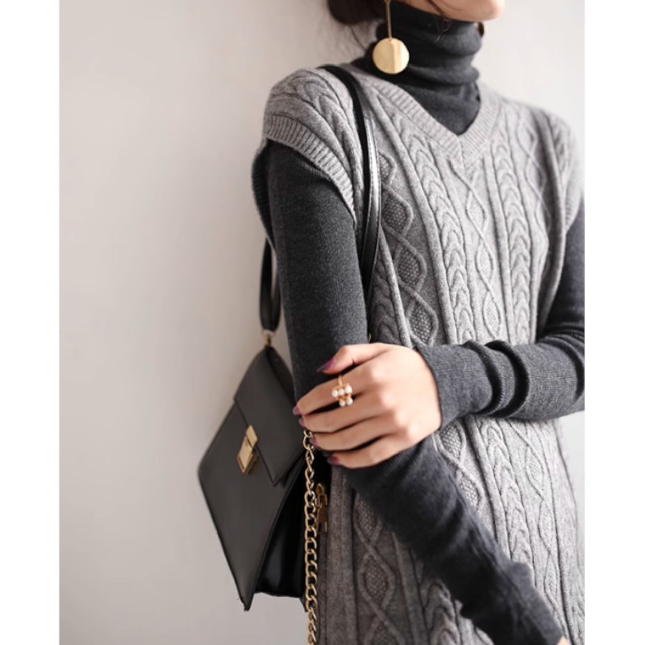 ツイストニットノースリーブワンピース6color W00773