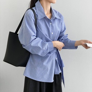 waist-ribbon stripe shirt　J00495