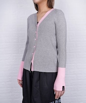 【直営店限定ITEM】バイカラーVネックニットカーディガン (GRAY) CQ-47122H