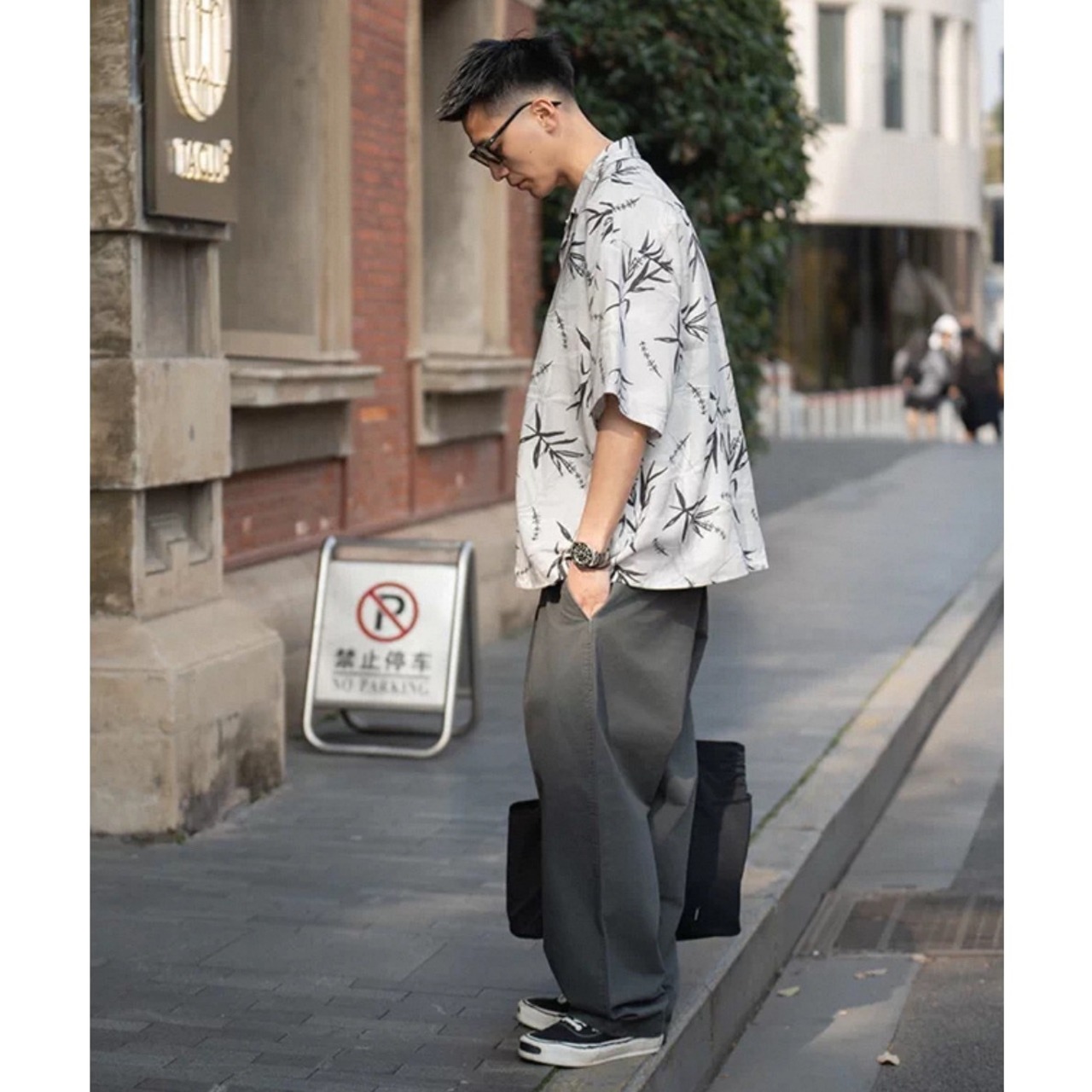 Bamboo leaf open collar shirt 1424 - 5