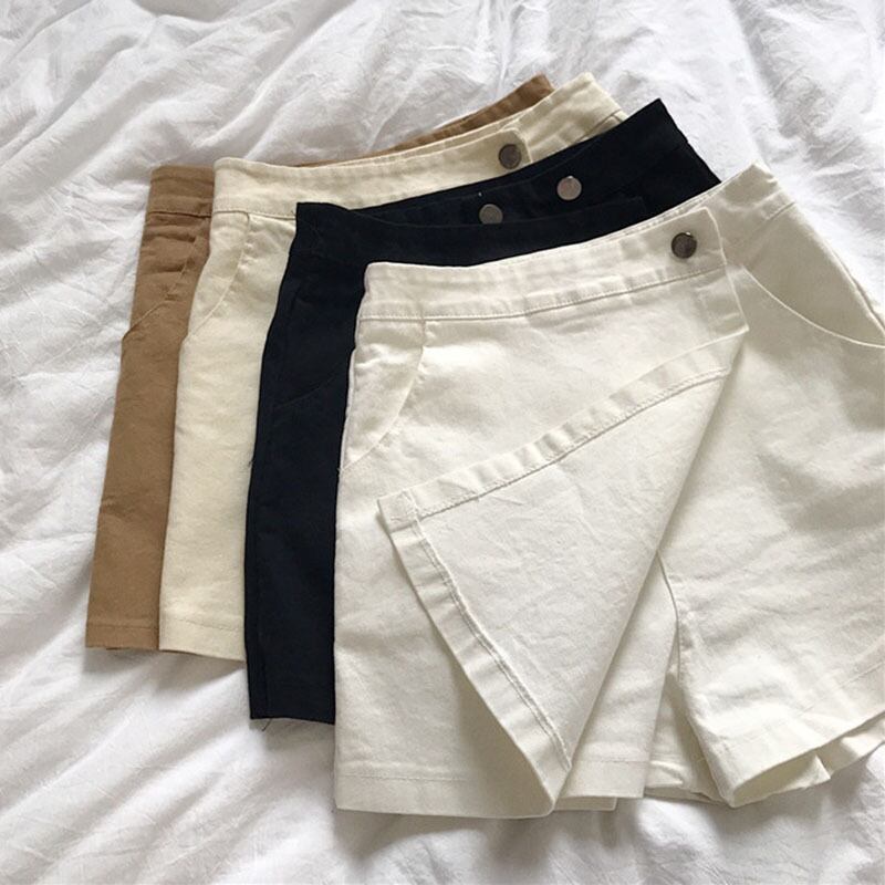 春夏バージョンレディースシックスリムハイウエストAラインパンツショーツ女子学生ピュアカラーカジュアルオールマッチ袴 YY-ファッション35923380466