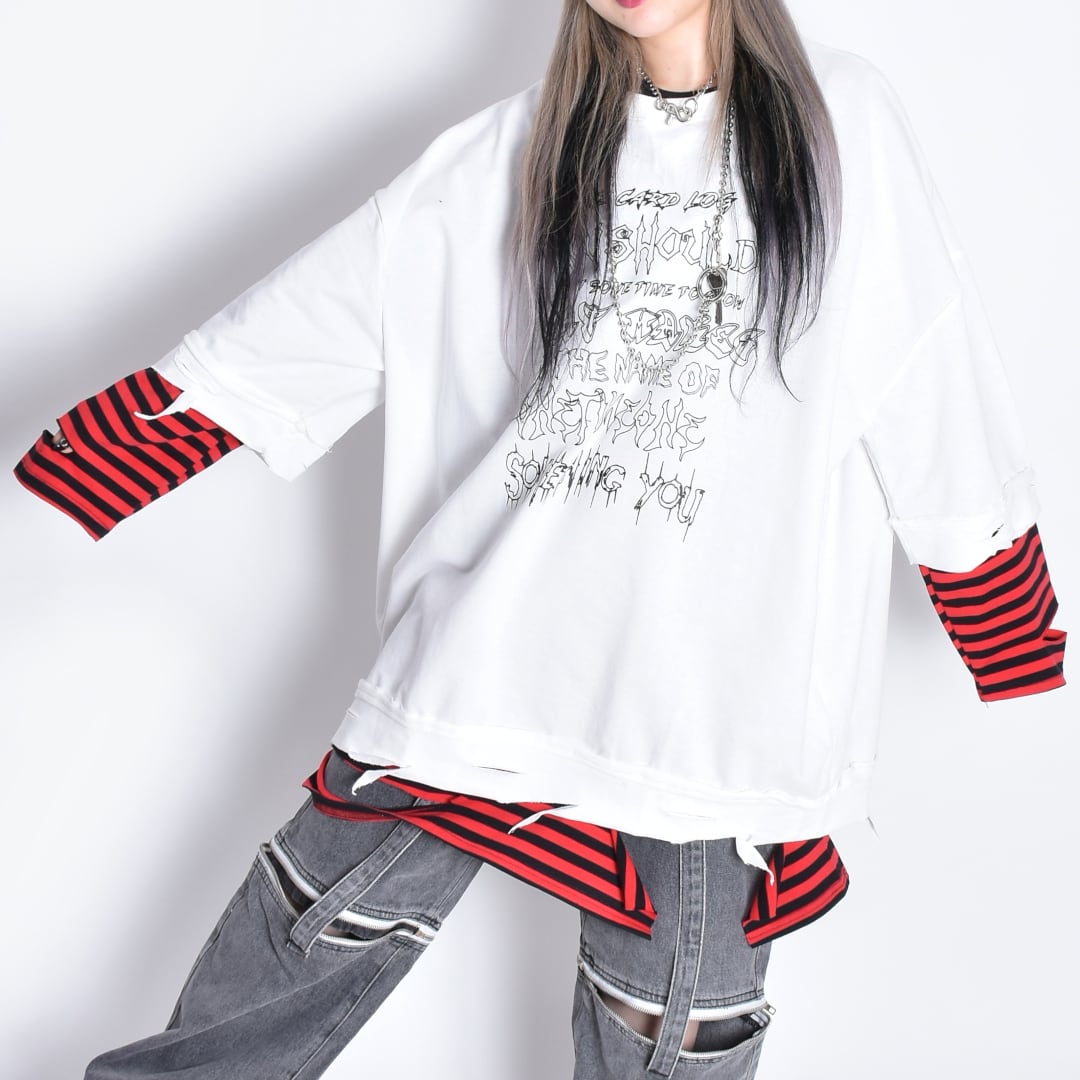 ボーダーグランジロンT(RED) | VOLCAN&APHRODITE