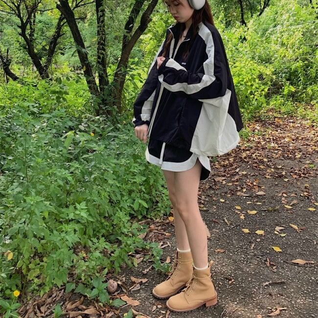 セットアップ レディース ナイロン ジャージ 韓国 ファッション