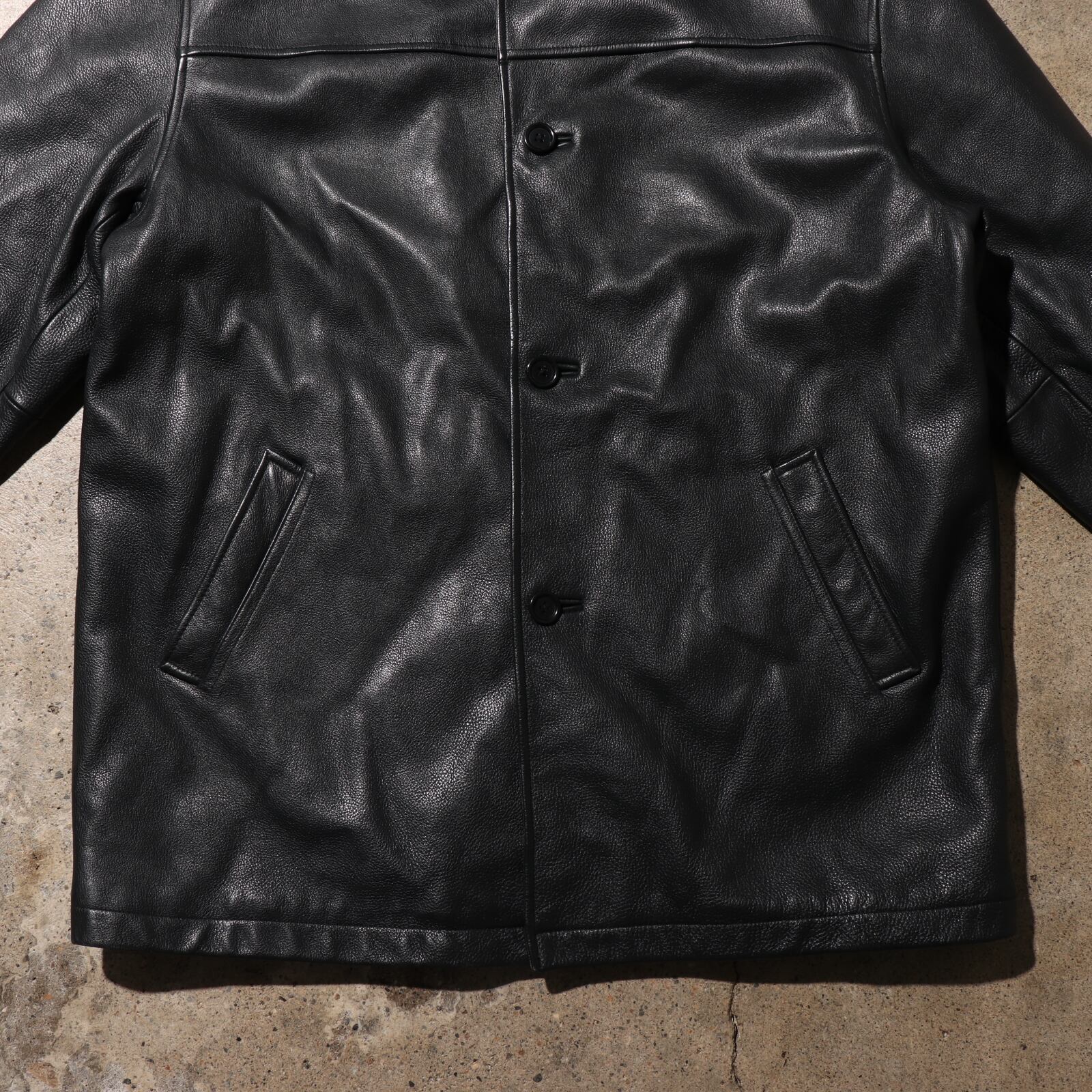 極美品 L OLD GAP 90s レザーカーコート オールドギャップ 黒 
