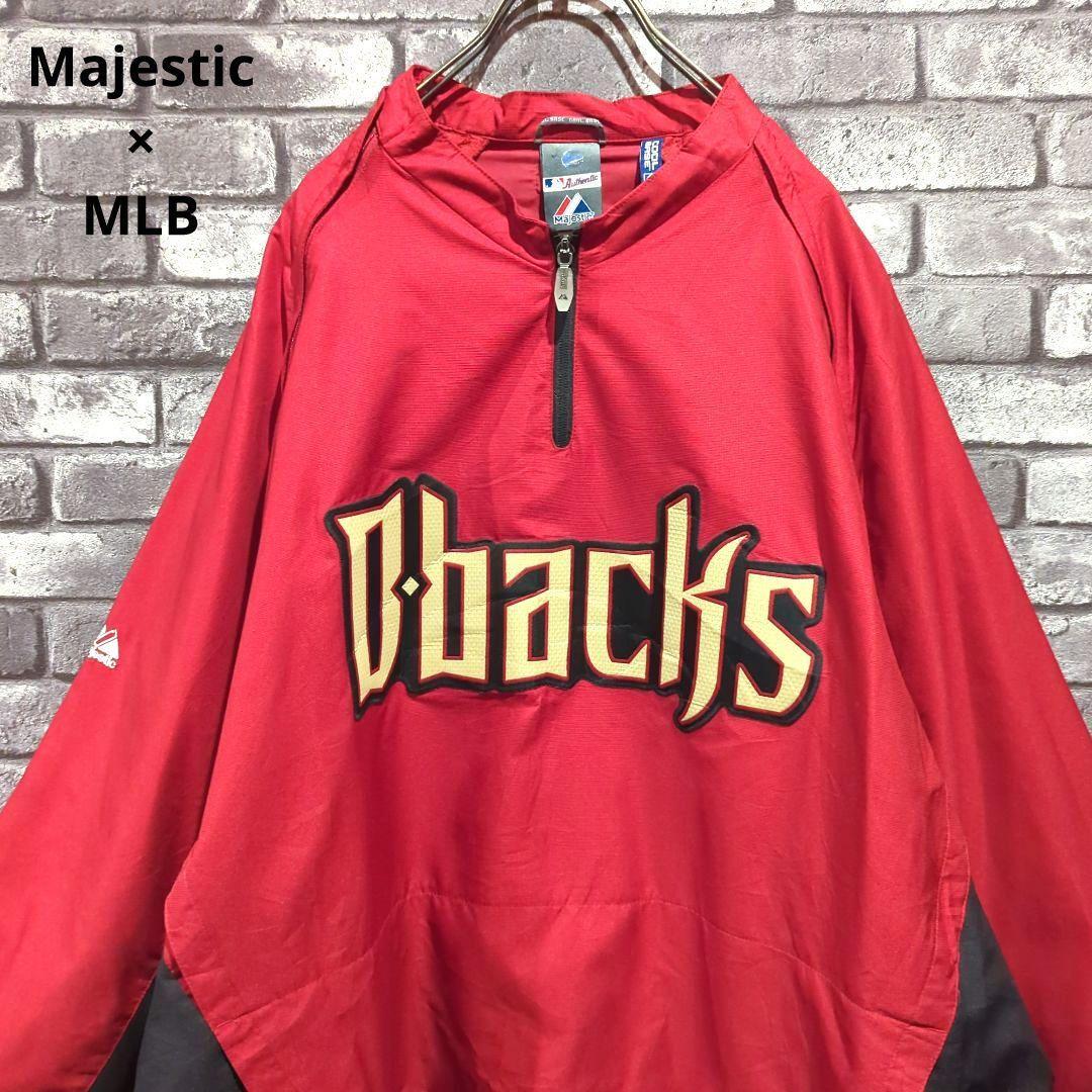 希少‼2way MLB プルオーバー ナイロンジャケット 赤 3XL メッシュ